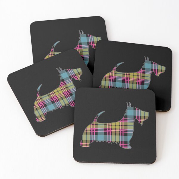 Item preview, Pink, Blue and Yellow Tartan Scottish Terrier Dog Silhouette   designed and sold by MacPean.