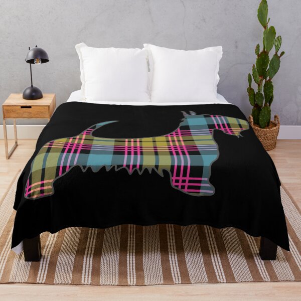 Item preview, Pink, Blue and Yellow Tartan Scottish Terrier Dog Silhouette designed and sold by MacPean.