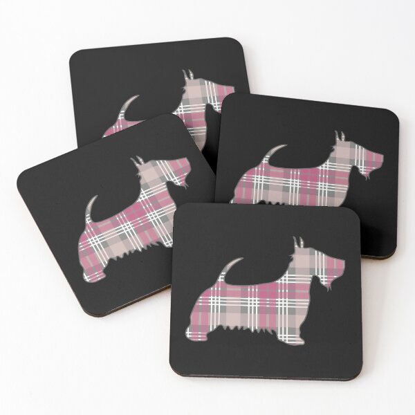 Item preview, Pink, Grey and White Tartan Scottish Terrier Dog Silhouette   designed and sold by MacPean.