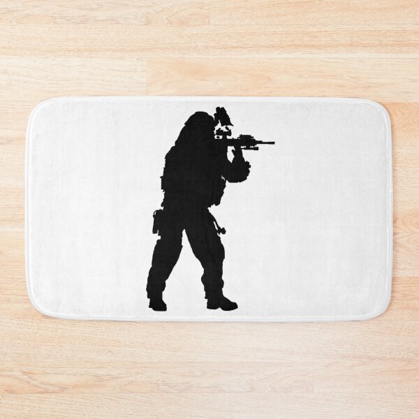 Item preview, Male soldier standing up and in full equipment and armament, fully automatic machine gun in hand such as the special forces, marines army and ksk, GRU, Sajeret. Isolated realistic silhouette designed and sold by Marcin Adrian.