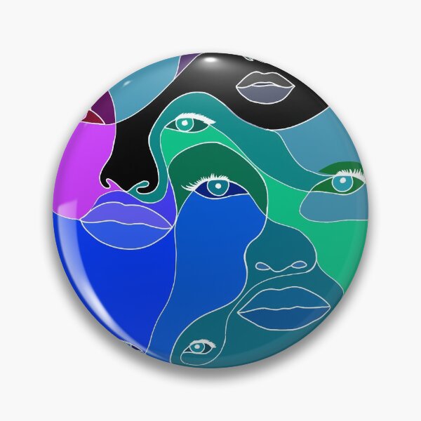 Item preview, Inverted Minimalistic Faces - Blue/Green/Purple designed and sold by Emily Boynton.