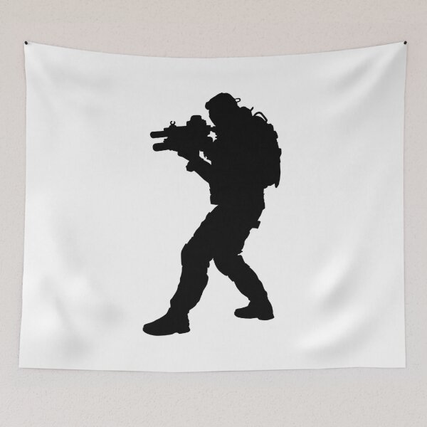 Item preview, Male soldier standing up and in full equipment and armament, fully automatic machine gun in hand such as the special forces, marines army and ksk, GRU, Sajeret. Isolated realistic silhouette designed and sold by Marcin Adrian.