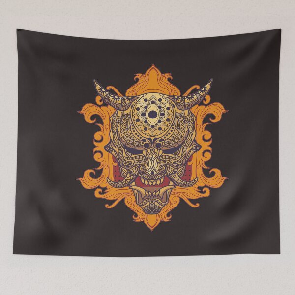 Item preview, Horned Skull Oni Yokai Hannya in Frame designed and sold by MiscelChr.