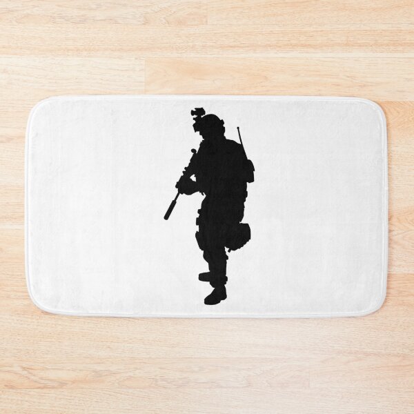 Item preview, Male soldier standing up and in full equipment and armament, fully automatic machine gun in hand such as the special forces, marines army and ksk, GRU, Sajeret. Isolated realistic silhouette designed and sold by Marcin Adrian.