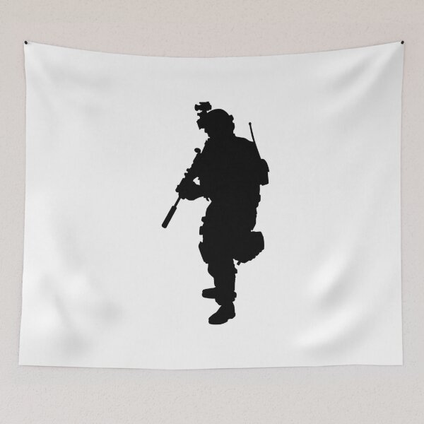 Item preview, Male soldier standing up and in full equipment and armament, fully automatic machine gun in hand such as the special forces, marines army and ksk, GRU, Sajeret. Isolated realistic silhouette designed and sold by Marcin Adrian.