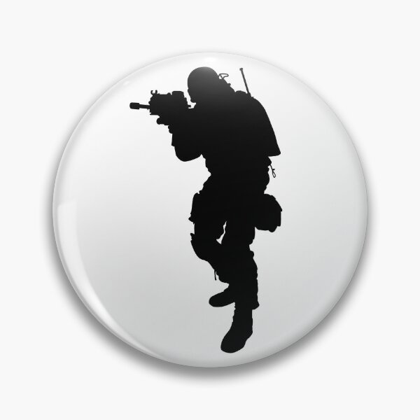 Item preview, Male soldier standing up and in full equipment and armament, fully automatic machine gun in hand such as the special forces, marines army and ksk, GRU, Sajeret. Isolated realistic silhouette designed and sold by Marcin Adrian.