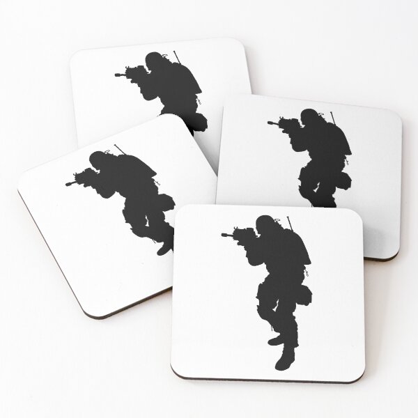 Item preview, Male soldier standing up and in full equipment and armament, fully automatic machine gun in hand such as the special forces, marines army and ksk, GRU, Sajeret. Isolated realistic silhouette designed and sold by Marcin Adrian.