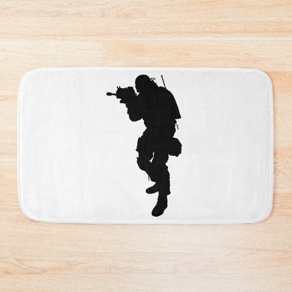 Item preview, Male soldier standing up and in full equipment and armament, fully automatic machine gun in hand such as the special forces, marines army and ksk, GRU, Sajeret. Isolated realistic silhouette designed and sold by Marcin Adrian.