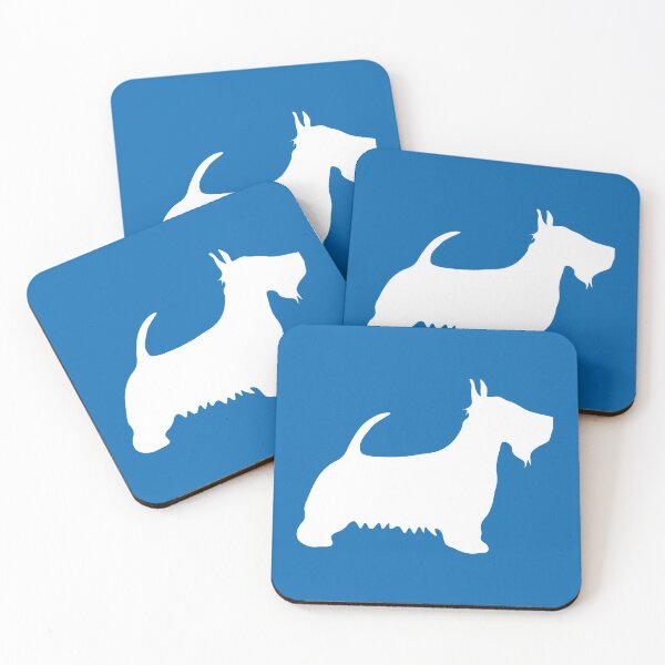 Item preview, Scottish Terrier Dog Silhouette - White on Scottish Saltire Blue Background  designed and sold by MacPean.