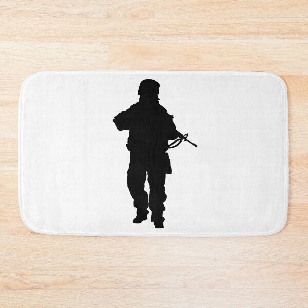 Item preview, Male soldier standing up and in full equipment and armament, fully automatic machine gun in hand such as the special forces, marines army and ksk, GRU, Sajeret. Isolated realistic silhouette designed and sold by Marcin Adrian.