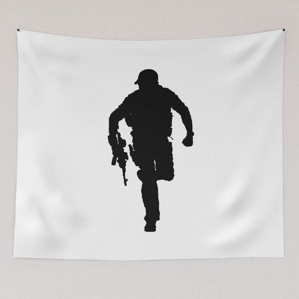Item preview, Male soldier standing up and in full equipment and armament, fully automatic machine gun in hand such as the special forces, marines army and ksk, GRU, Sajeret. Isolated realistic silhouette designed and sold by Marcin Adrian.