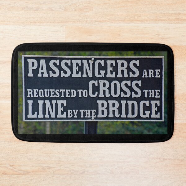 Item preview, Passengers cross the line by the bridge railway sign designed and sold by Random Railways.