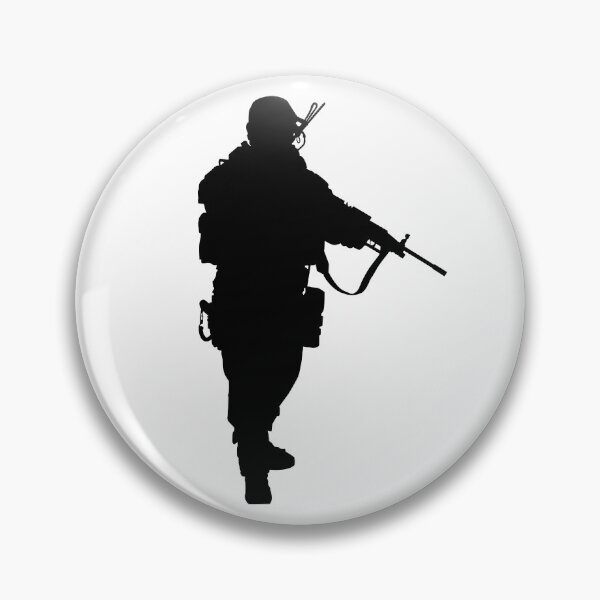 Item preview, Male soldier standing up and in full equipment and armament, fully automatic machine gun in hand such as the special forces, marines army and ksk, GRU, Sajeret. Isolated realistic silhouette designed and sold by Marcin Adrian.