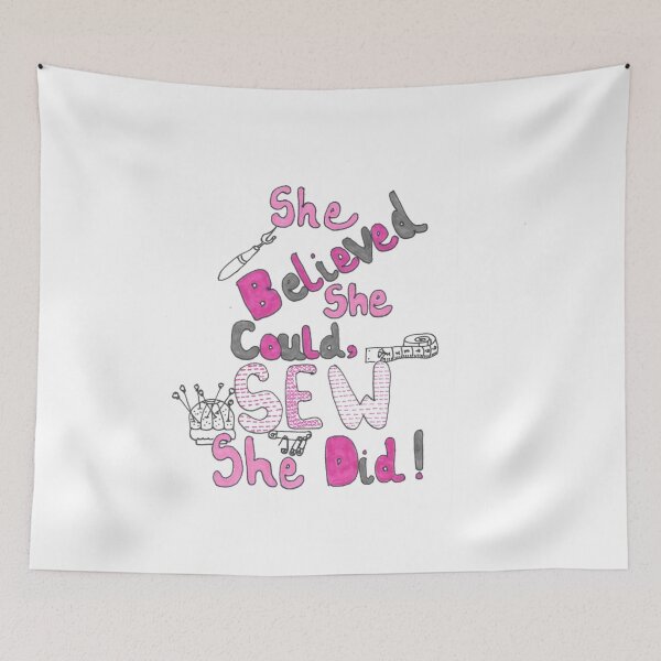 Item preview, She Believed She Could Sew She Did Sewing Poster  designed and sold by diverseidentity.