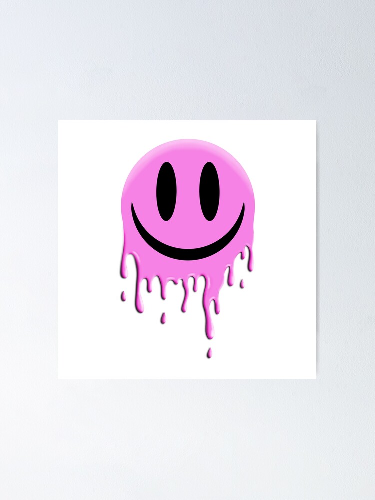 "Paint Drip Pink Smiley" Poster by GWizCreationz Redbubble