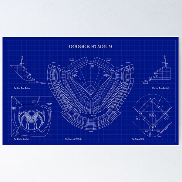 Item preview, Dodger Stadium (Blueprint-Dark Blue) designed and sold by BGALAXY.
