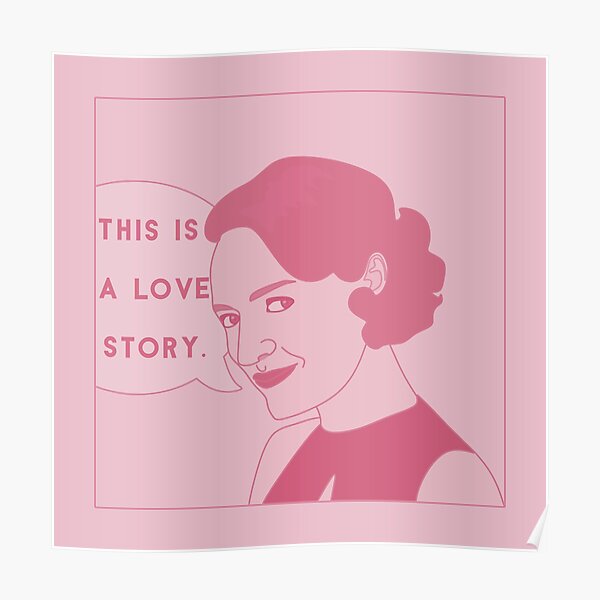 fleabag-this-is-a-love-story-comic-pink-pastel-illustration-poster-by