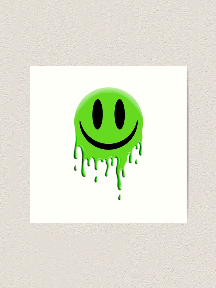 "Paint Drip Green Smiley" Art Print by GWizCreationz Redbubble
