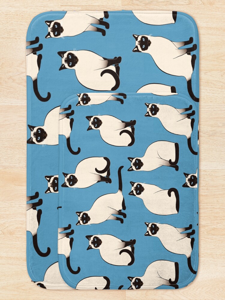 Alternate view of Siamese Cats sparse on blue Bath Mat