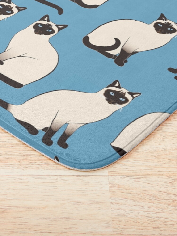 Alternate view of Siamese Cats sparse on blue Bath Mat
