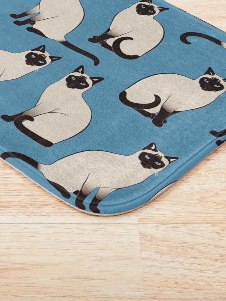 Alternate view of Siamese Cats sparse on blue Bath Mat