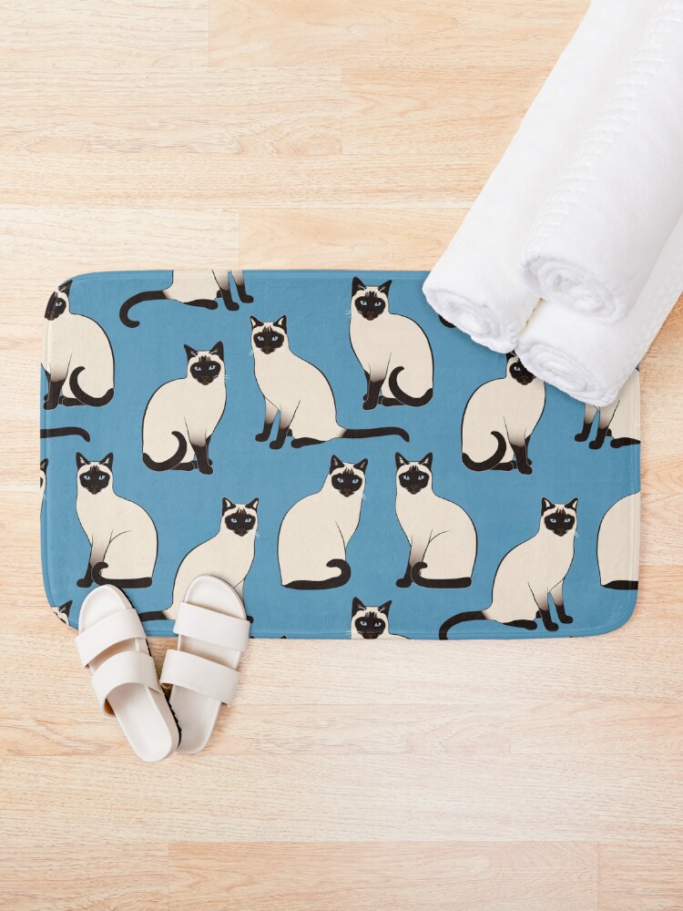 Alternate view of Siamese Cats sparse on blue Bath Mat