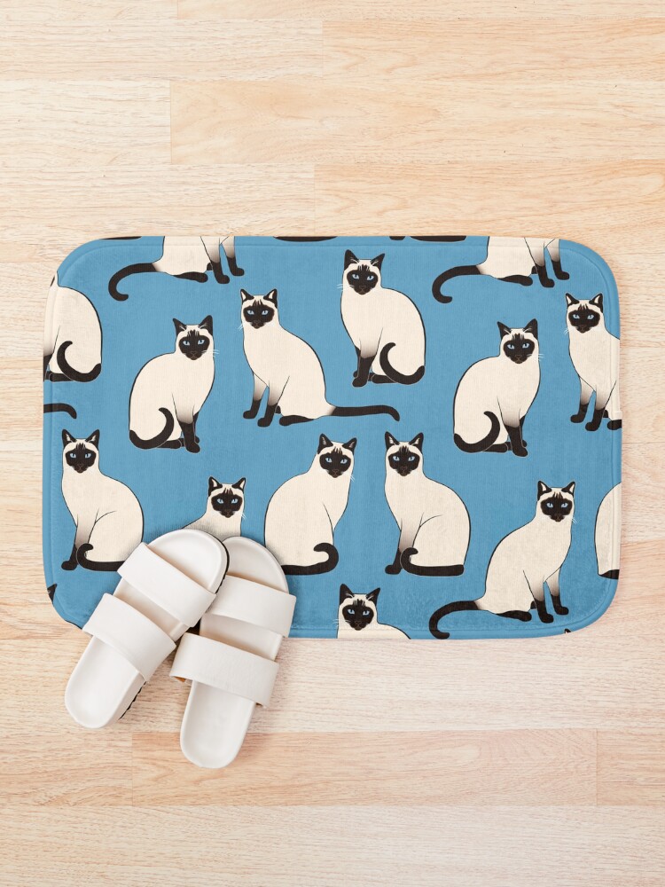 Alternate view of Siamese Cats sparse on blue Bath Mat