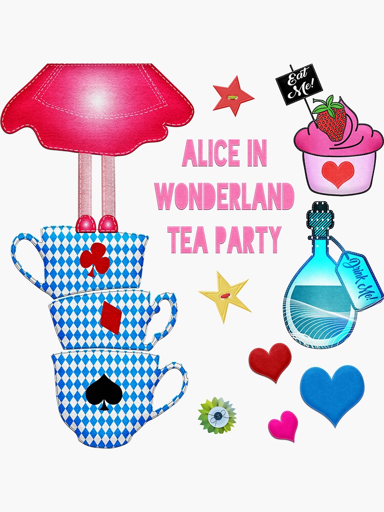 Alice In Wonderland Tea Party Sticker For Sale By Omaaa Redbubble