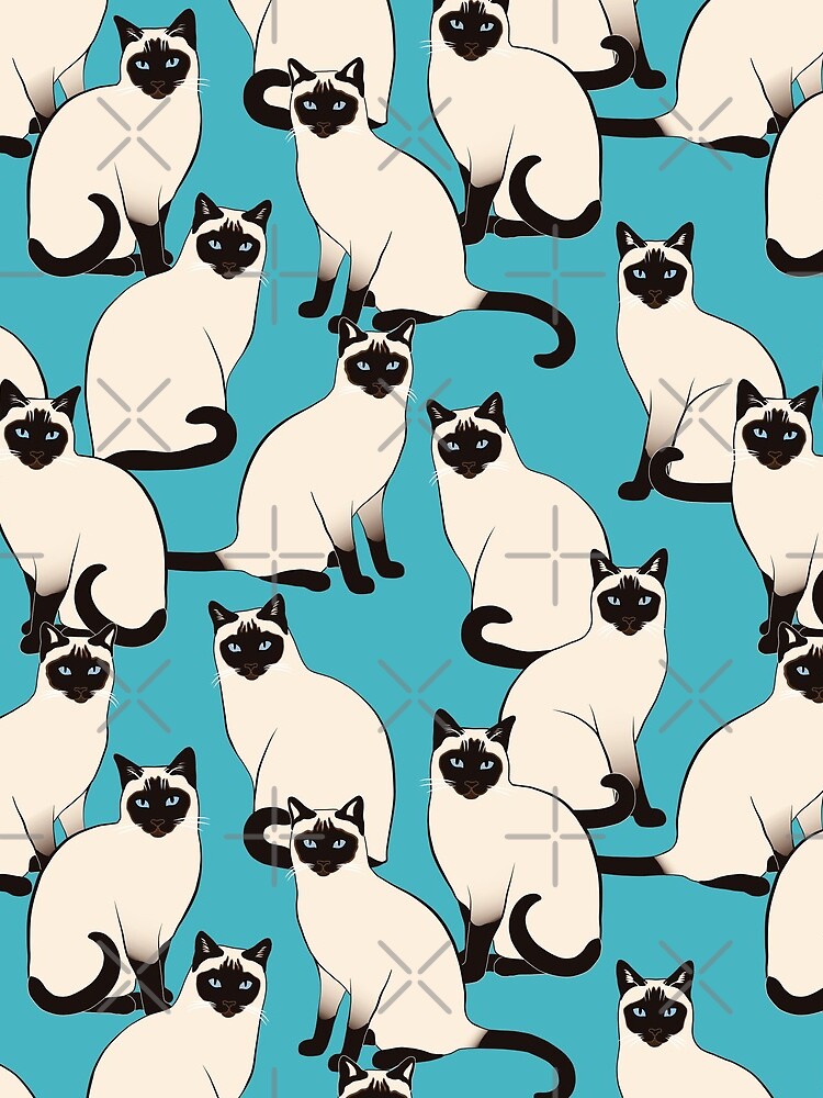 Siamese Cats dense on turquoise by nadyanadya