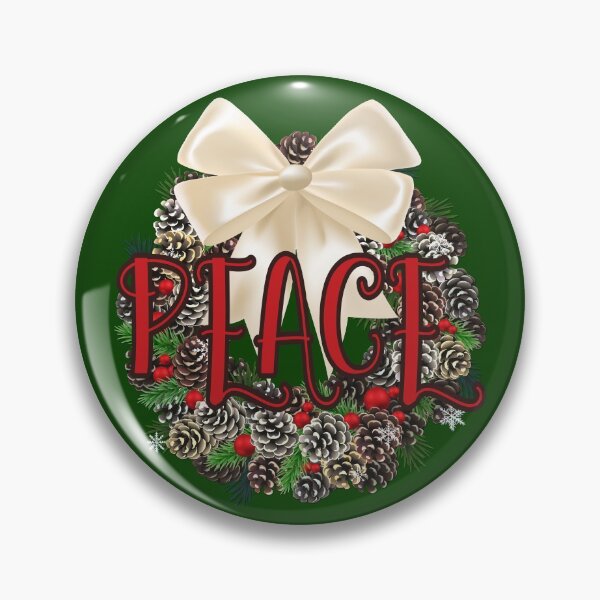 Item preview, PEACE (Red) Traditional Pine Cone Wreath designed and sold by PawsitiveMum.