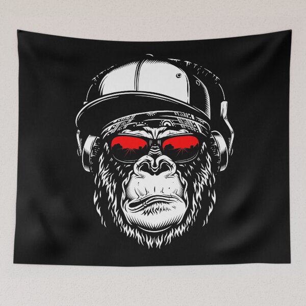 Item preview, Gorillahead with red sunglasses, cap and headphones designed and sold by froggy-stylecom.