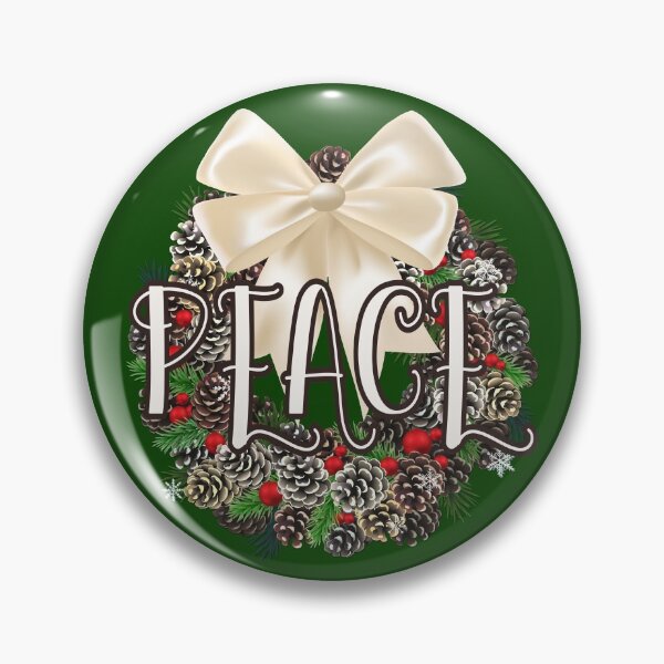 Item preview, PEACE Traditional Pine Cone Wreath - Green Background designed and sold by PawsitiveMum.