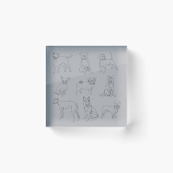Item preview, Dogs - line art - grey - Greyhound, Pug, German Shepherd, Labrador, Beagle, Staffie, Chihuahua, Border collie, Boston Terrier  designed and sold by PippaPrints.