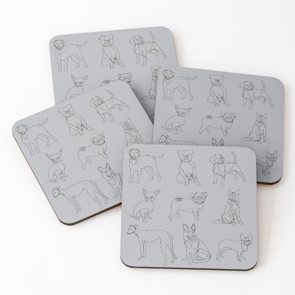 Item preview, Dogs - line art - grey - Greyhound, Pug, German Shepherd, Labrador, Beagle, Staffie, Chihuahua, Border collie, Boston Terrier  designed and sold by PippaPrints.