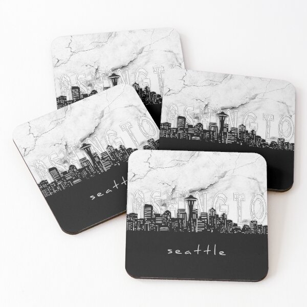 Item preview, seattle skyline marble designed and sold by BekimART2.