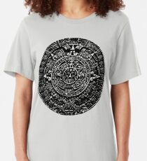 Mexican Mayan Calender the Aztec Sun Stone Slim Fit T-Shirt