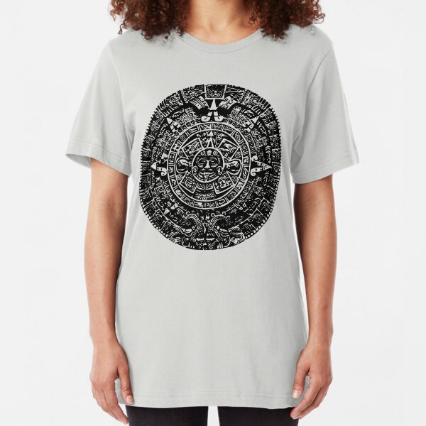 Mexican Mayan Calender the Aztec Sun Stone Slim Fit T-Shirt