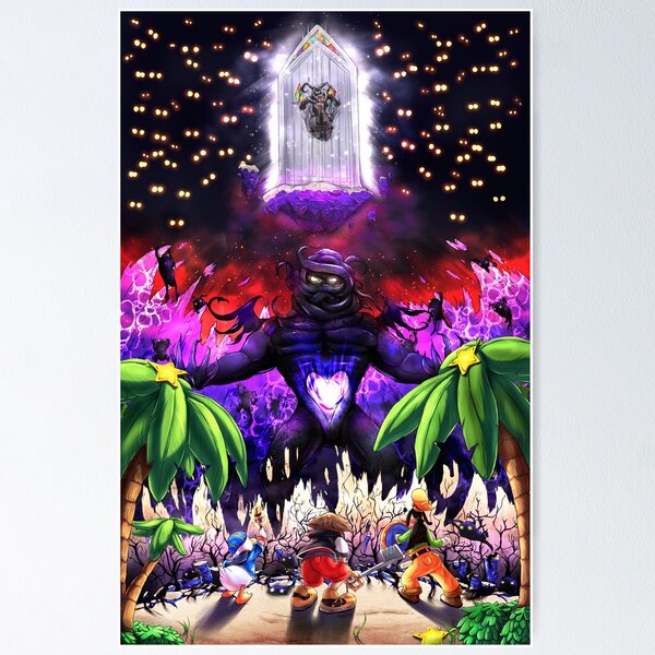 Vista previa del artículo con la obra «La batalla final (póster de Kingdom Hearts)», diseñado y vendido por Christopher Adcock.