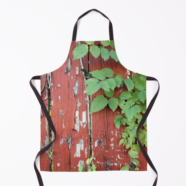 Item preview, Bright green leaves peeking through a rustic wooden fence designed and sold by Rennie Palmer.