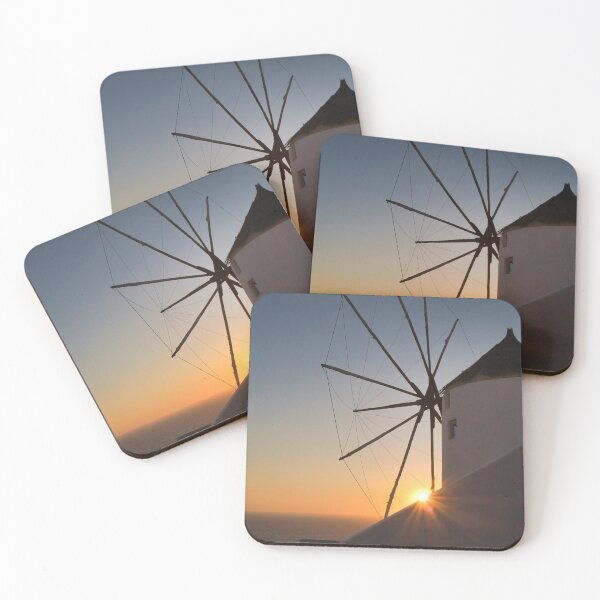 Item preview, Old mill Sunset view Oia village on Santorini Greece designed and sold by RaimondKlavins.