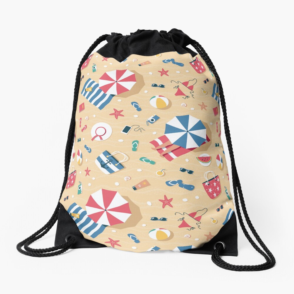 Summer Beach Drawstring Bag