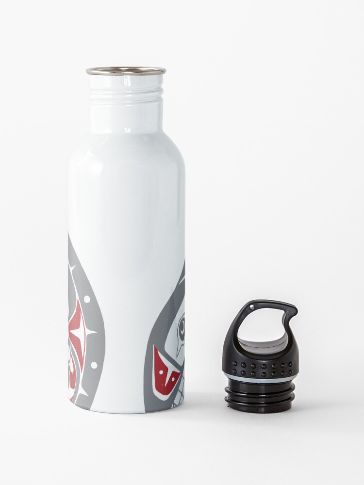 Alternate view of BLACKFISH - PNW native, Tlingit style orca killer whale GRAY Water Bottle