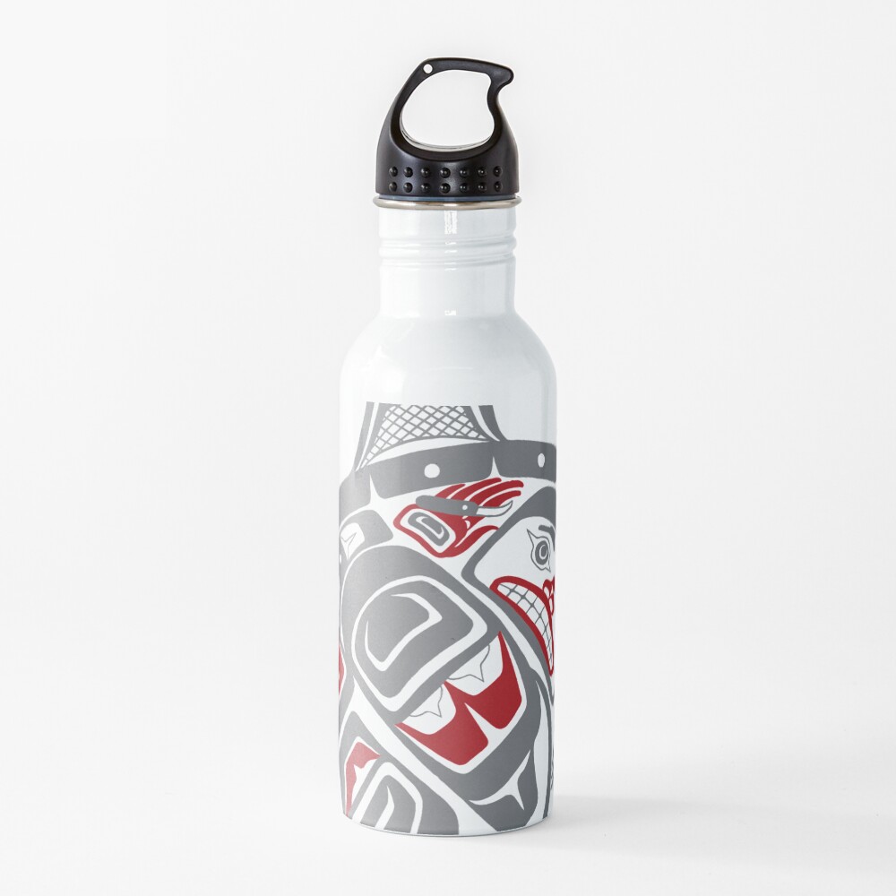 BLACKFISH - PNW native, Tlingit style orca killer whale GRAY Water Bottle