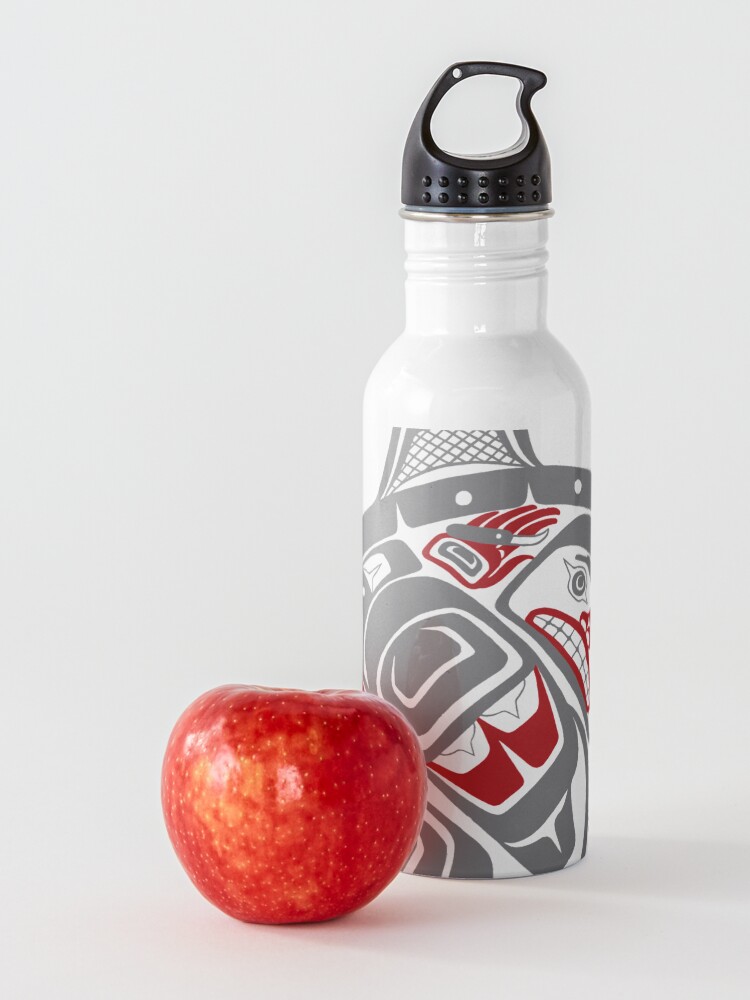 Alternate view of BLACKFISH - PNW native, Tlingit style orca killer whale GRAY Water Bottle
