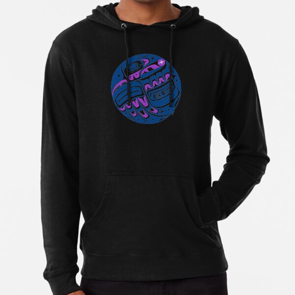 Raven Steals the Sun, teal and purple Lightweight Hoodie