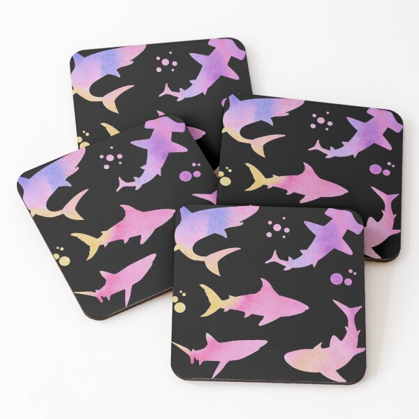 Aperçu de l'œuvre Requins aquarelle rose créée et vendue par Hedda Young.