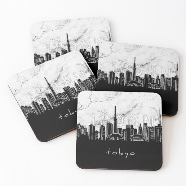 Item preview, tokyo skyline marble designed and sold by BekimART2.
