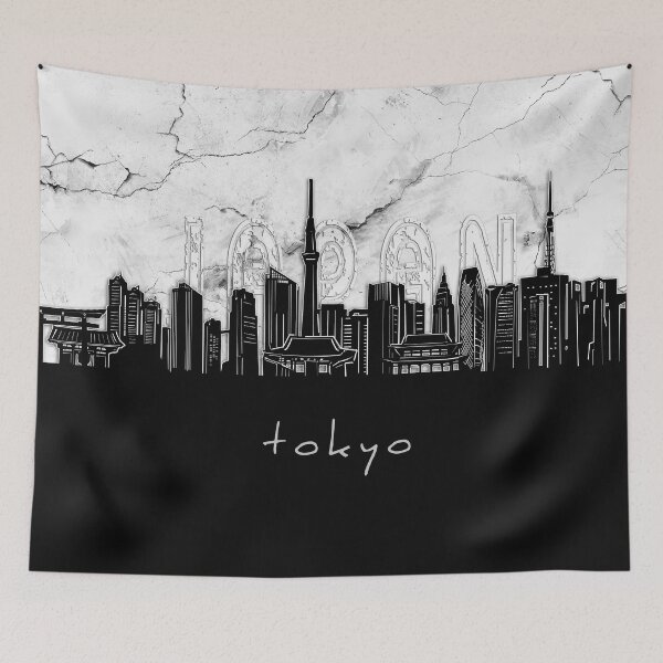 Item preview, tokyo skyline marble designed and sold by BekimART2.