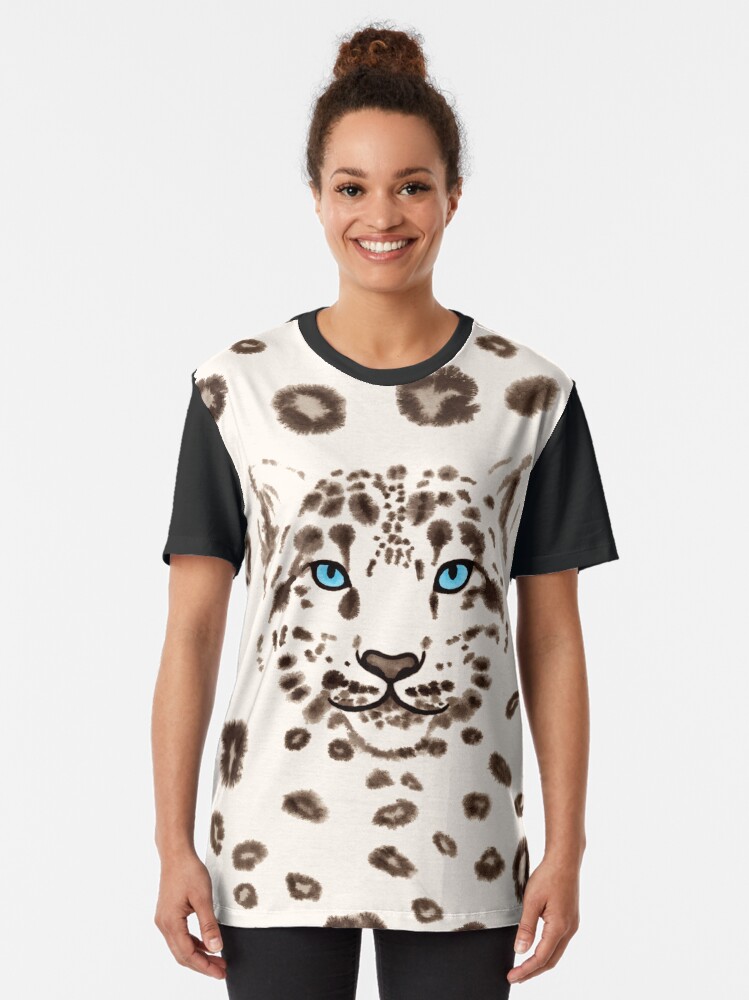 Alternate view of Watercolor Snow Leopard 1 Graphic T-Shirt