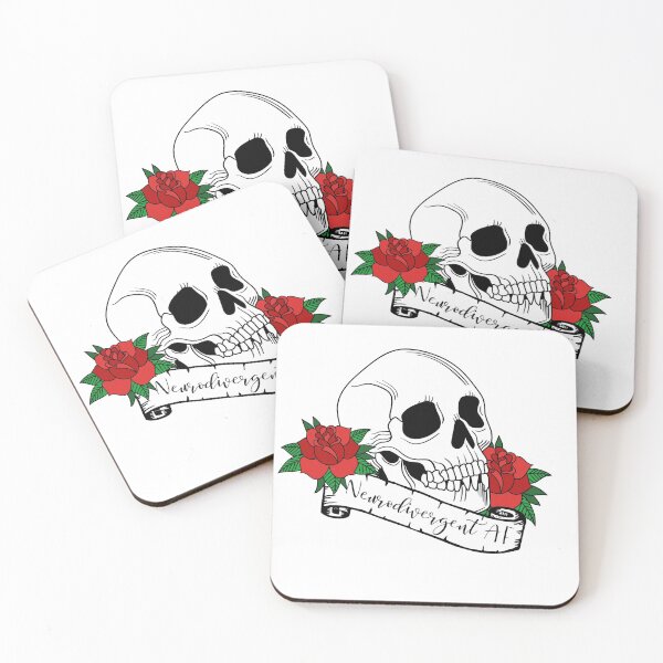 Item preview, Neurodivergent AF Skull & Roses designed and sold by EWAutismLibrary.